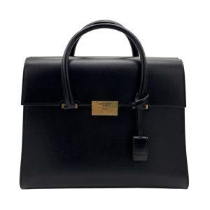 Saint Laurent Sac White Bag in Black Leather