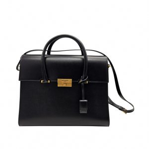 Saint Laurent Sac White Bag in Black Leather - detail view