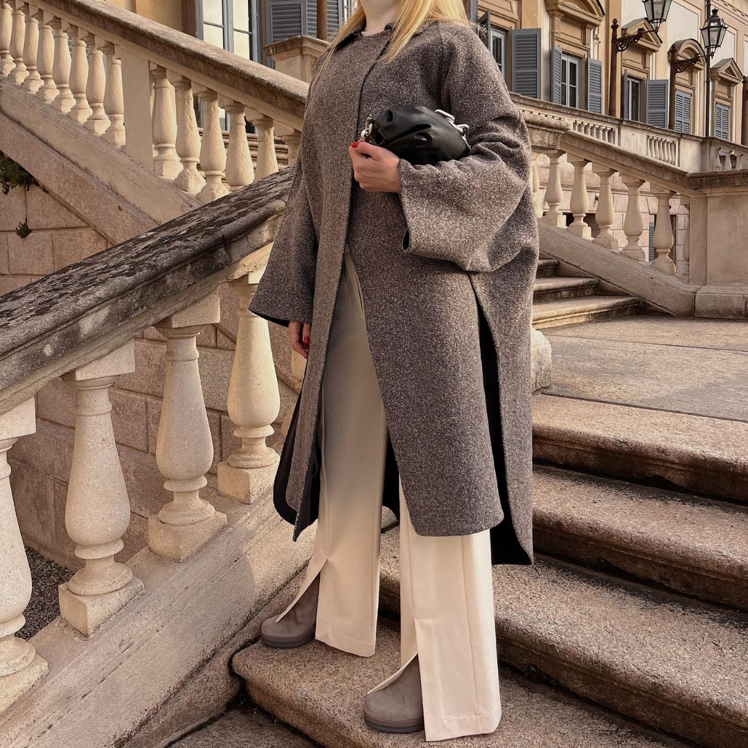 Mantella Fabiana Filippi in tweed grigio tenue - vue détaillée