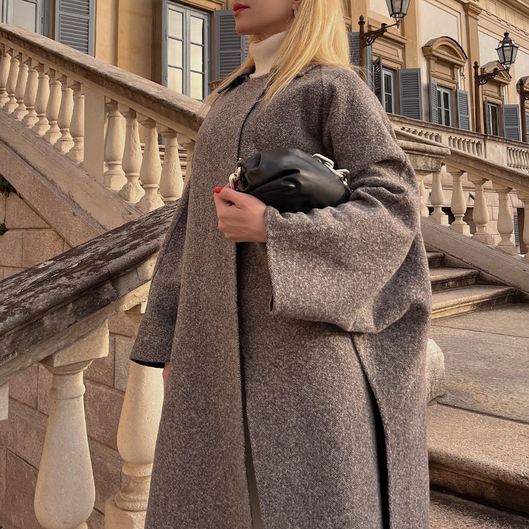 Mantella Fabiana Filippi in tweed grigio tenue - vue détaillée