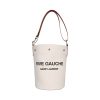 Saint Laurent Rive Gauche Eimertasche aus Leinen und braunem Leder