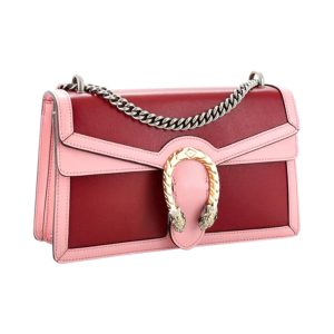 Gucci Dionysus bag small size in burgundy and pink leather - detail view