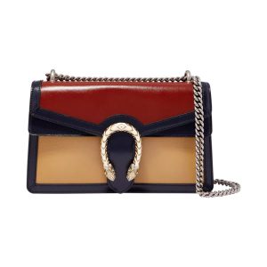 Gucci Dionysus bag small size in brown beige and blue leather