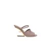 Sandales à talon haut Fendi First en cuir taupe