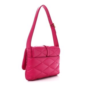 Saint Laurent Hobo le 57 bag in fuchsia quilted leather - detail view