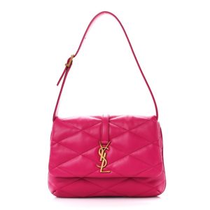 Saint Laurent Hobo le 57 bag in fuchsia quilted leather