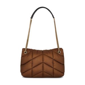 Saint Laurent Puffer Small bag in brown nylon - detail view