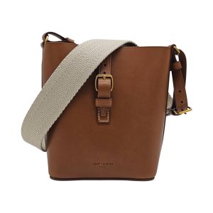 Saint Laurent brown leather mini bucket bag