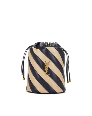 Saint Laurent Alix quilted leather black and beige bucket bag