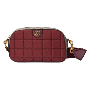 Gucci Ophidia shoulder bag in burgundy quilted fabric and GG supreme canvas