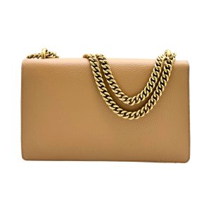 Gucci GG Marmont Chain Flap Bag in Beige Grained Leather - detail view