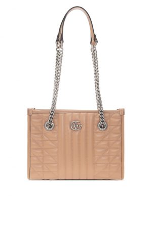 Borsa Shopping Gucci GG Marmont in pelle beige