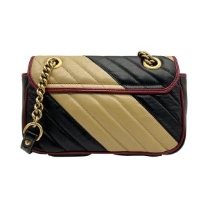 Gucci GG Marmont two-tone bag in black and beige leather - detail view