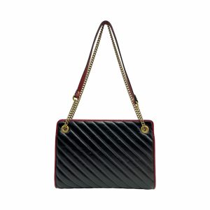 Gucci Marmont Cabas shoulder bag in black leather with red piping - detail view