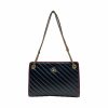 Sac à bandoulière Gucci Marmont Cabas en cuir noir avec passepoils rouges