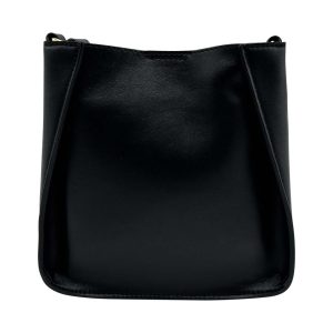 Stella McCartney black shoulder bag with perforated logo - detail view