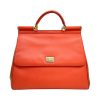 Dolce & Gabbana Sicily große Tasche aus zweifarbigem Leder in Beige und Koralle