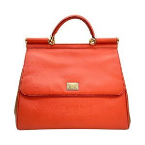 Dolce & Gabbana Sicily large bag in two-tone beige and coral leather