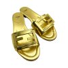 Fendi Baguette gold metallic leather sandals