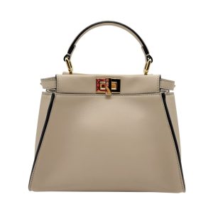 Borsa Fendi Peekaboo mini in pelle beige - dettaglio