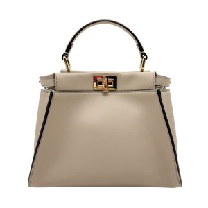 Borsa Fendi Peekaboo mini in pelle beige