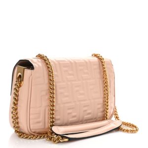 Fendi Baguette Chain midi bag in light pink leather - detail view