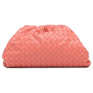 Bottega Veneta Pouch Large braided peachy pink leather bag