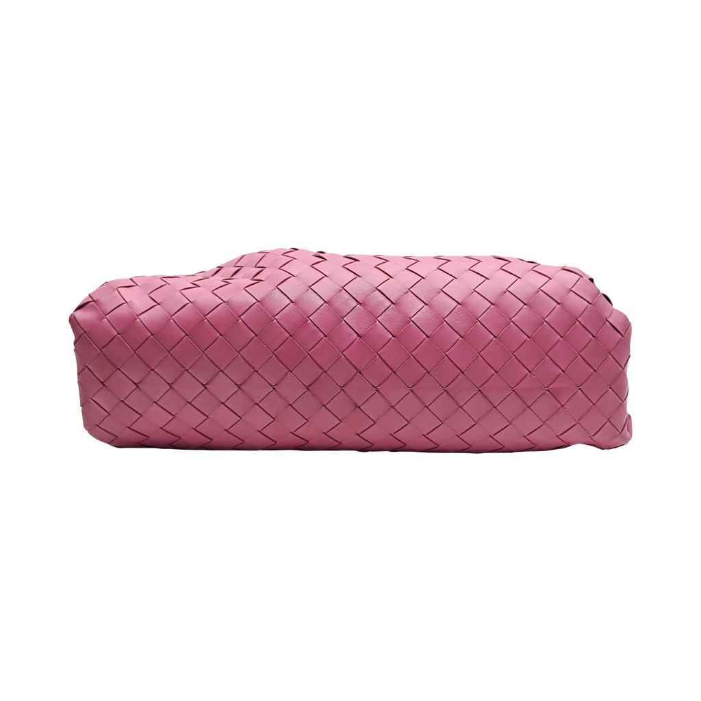 Bottega Veneta Pouch Large Braided Leather Bag Pink - detail view