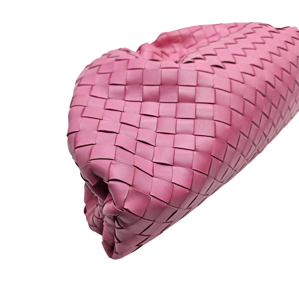 Bottega Veneta Pouch Large Braided Leather Bag Pink - detail view