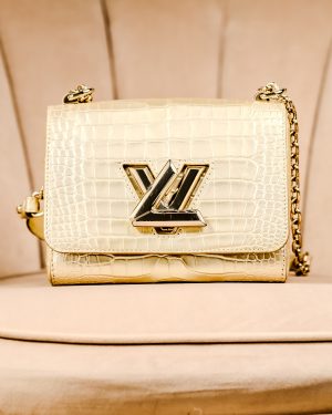 Louis Vuitton Twist PM Bag in Champagne Gold Crocodile