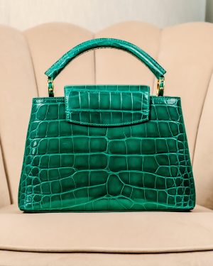 Louis Vuitton Capucines BB Bag in Emerald Green Crocodile - detail view
