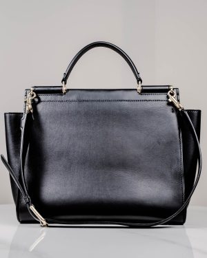 Dolce & Gabbana Sicily 62 Soft large black leather handbag - detail view