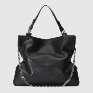 Gucci Blondie Medium Black Leather Tote Bag - detail view