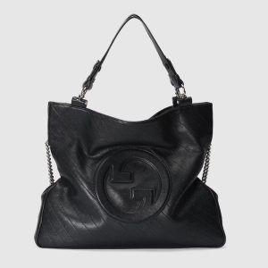Gucci Blondie Medium Black Leather Tote Bag