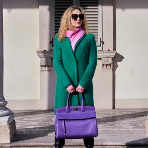 Borsa Ferragamo Studio XL in pelle viola - dettaglio