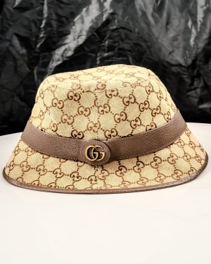 Cappello Gucci Fedora in tessuto GG beige e marrone