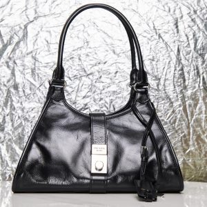 Prada Medium Shopping Bag in Black Leather