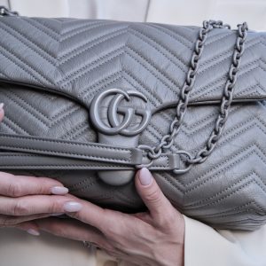 Grey Gucci Marmont Medium Bag - detail view