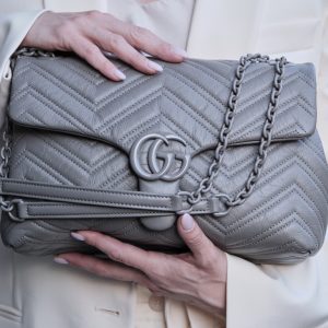 Grey Gucci Marmont Medium Bag