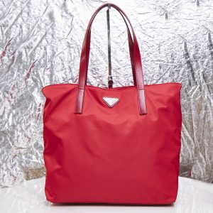 Prada Red Nylon Tote Bag