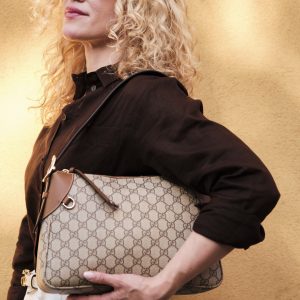 Gucci GG Emblem Beige Shoulder Bag
