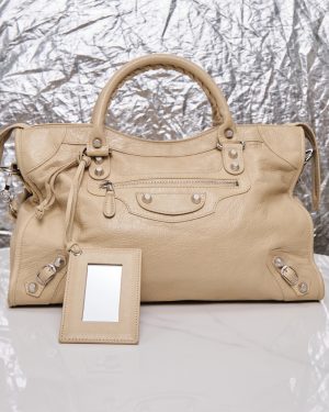 Balenciaga Medium City Bag in beige leather